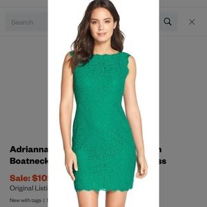Adriana Papell green lace dress